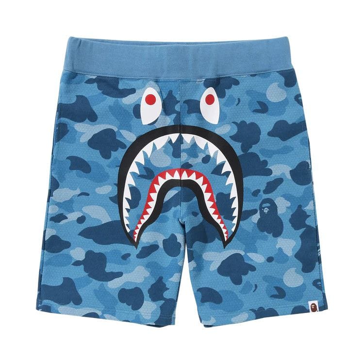 BAPE Honeycomb Camo Shark Sweat Shorts Blue