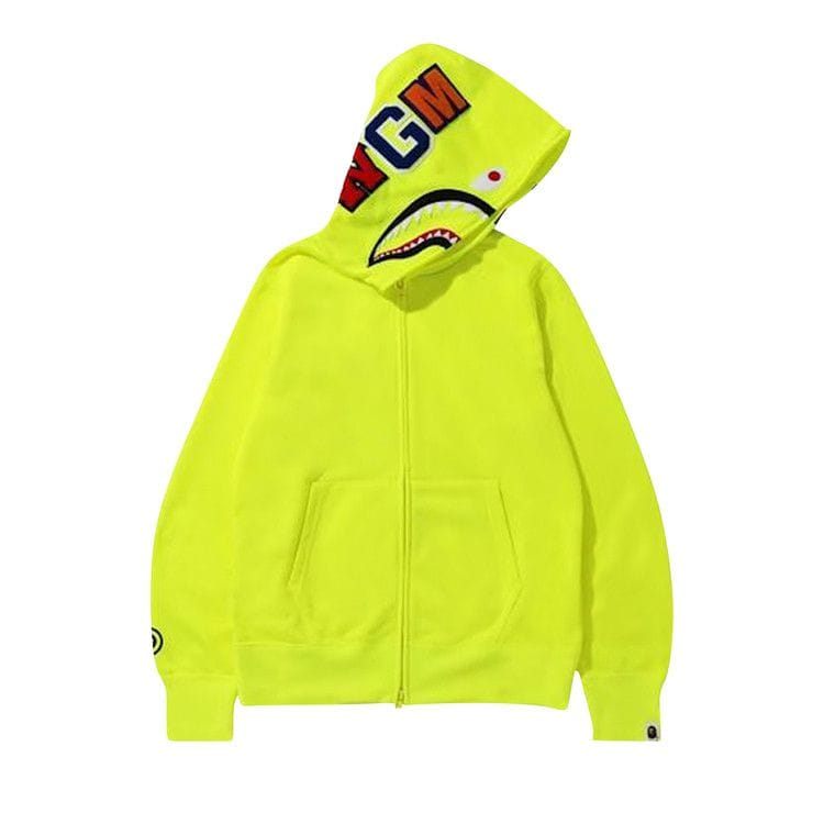 BAPE Neon Shark Full Zip Hoodie Yellow