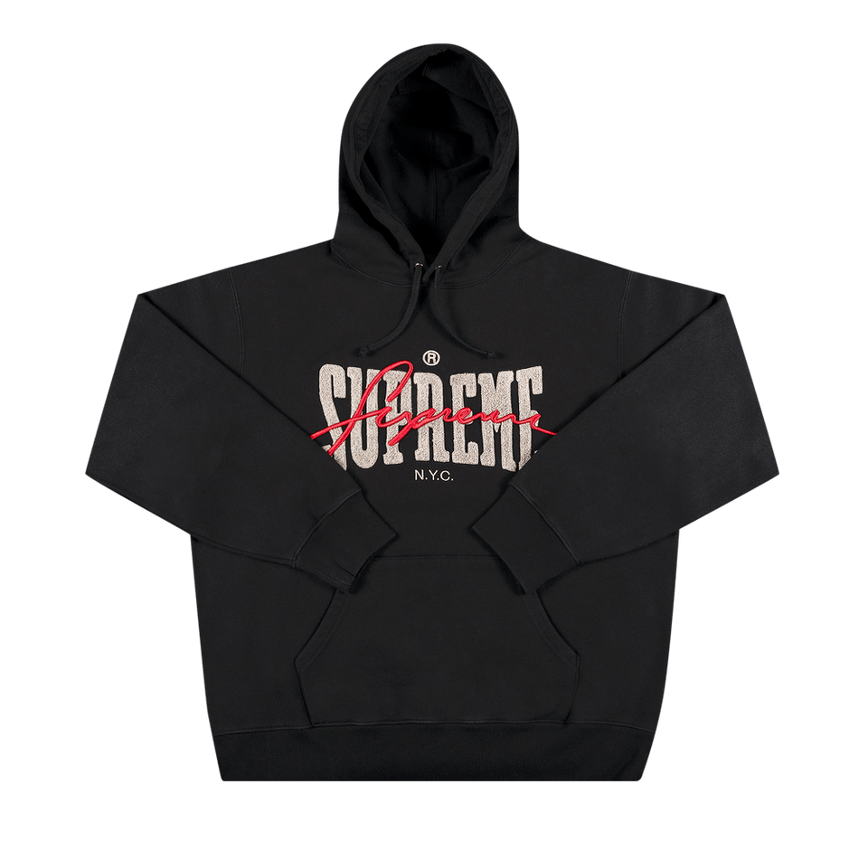Supreme Embroidered Chenille Hoodie Black