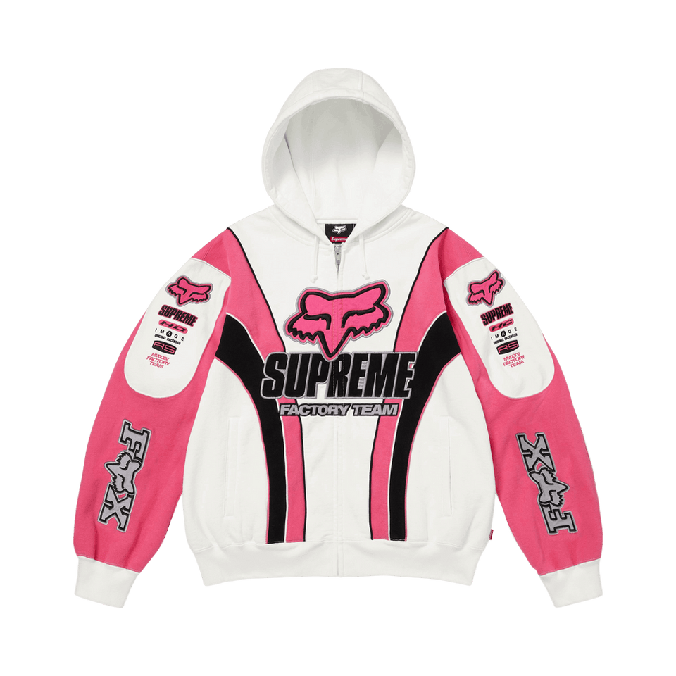 Supreme x Fox Racing Zip Up Hoodie White