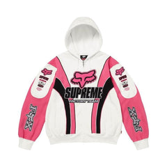 Supreme x Fox Racing Zip Up Hoodie White