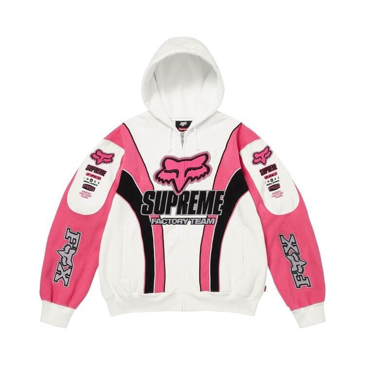 Supreme x Fox Racing Zip Up Hoodie White