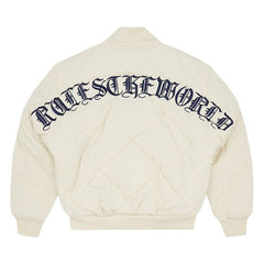 Corteiz Olde English Quilted Bomber Jacket Cream