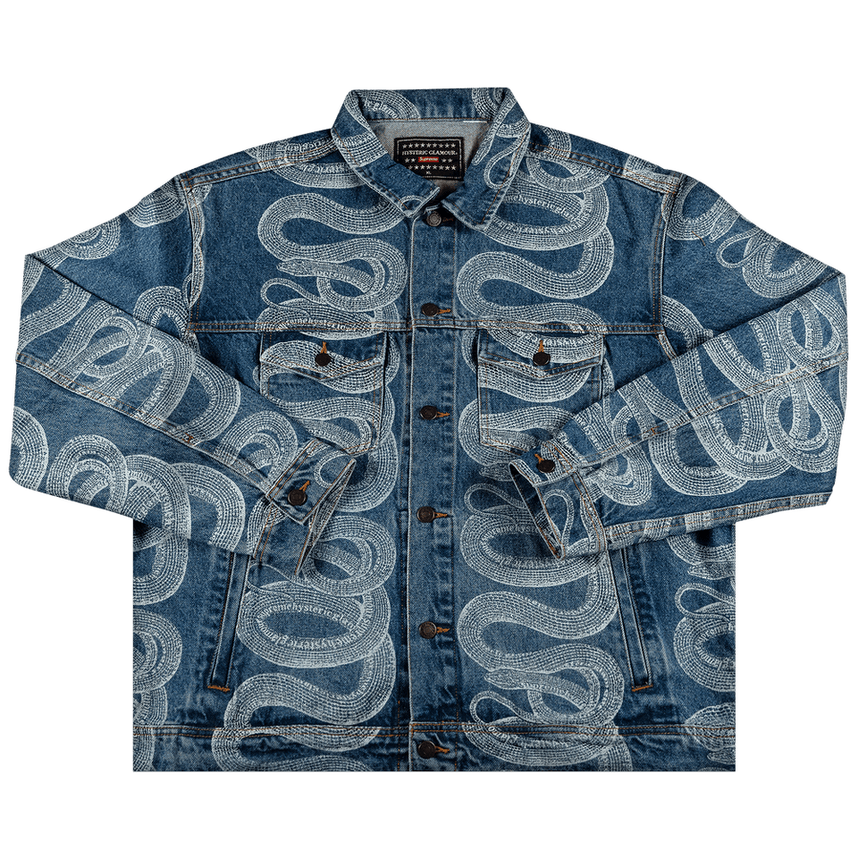 Supreme x Hysteric Glamour Snake Denim Trucker Jacket Blue
