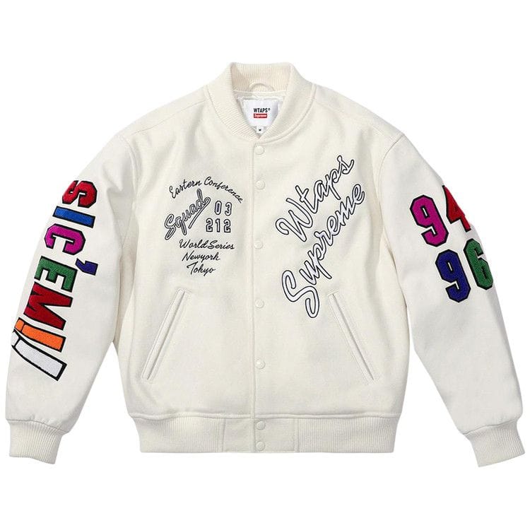 Supreme x WTAPS Varsity Jacket White