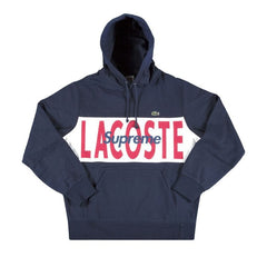 Supreme x Lacoste Logo Panel Hoodie Navy