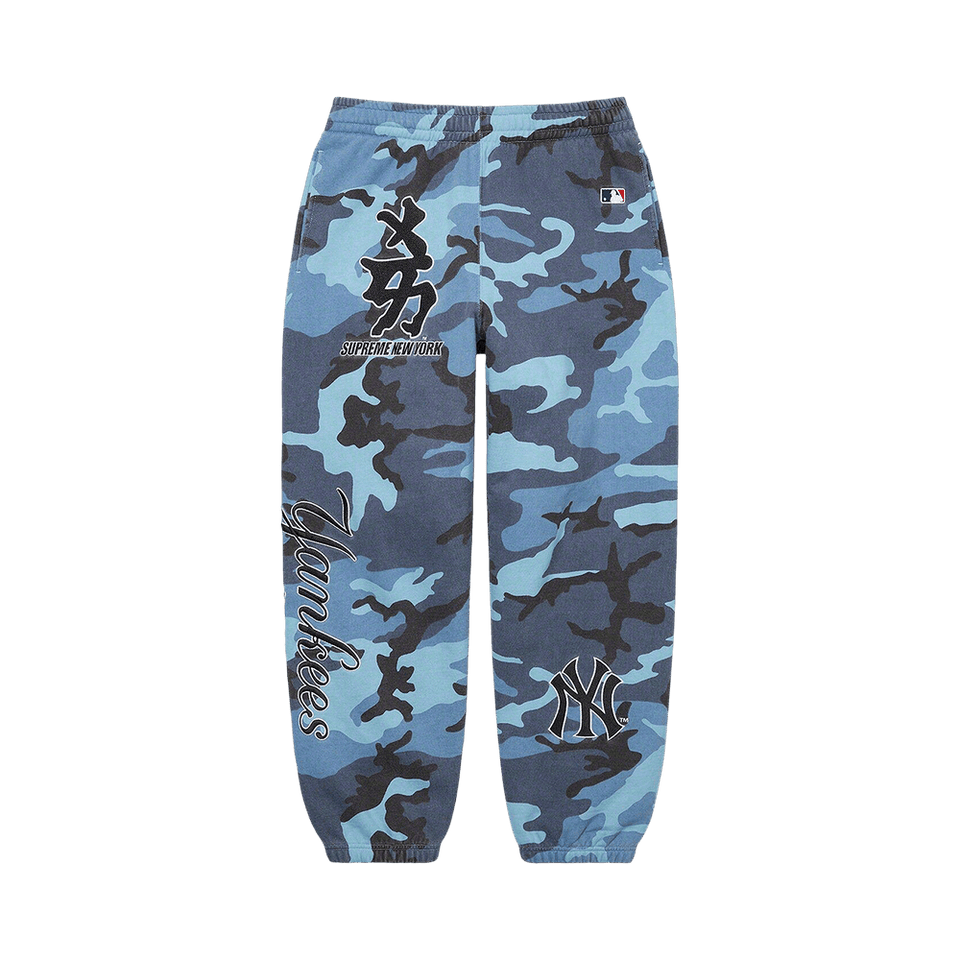 Supreme x New York Yankees Kanji Sweatpant Blue Camo