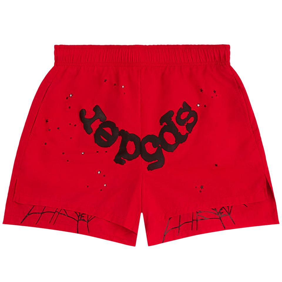 Sp5der OG Web Double Layer Shorts Red