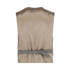 Gucci Wool Blend Plaid Vest Grey/Beige