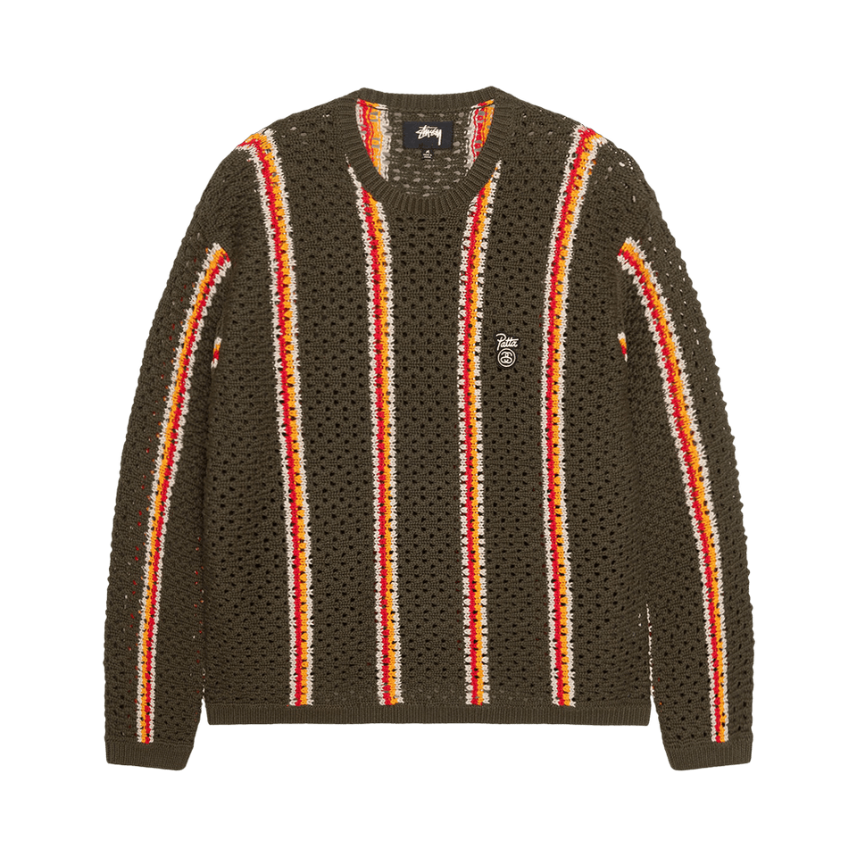 Stussy x Patta Striped Loose Gauge Sweater Olive