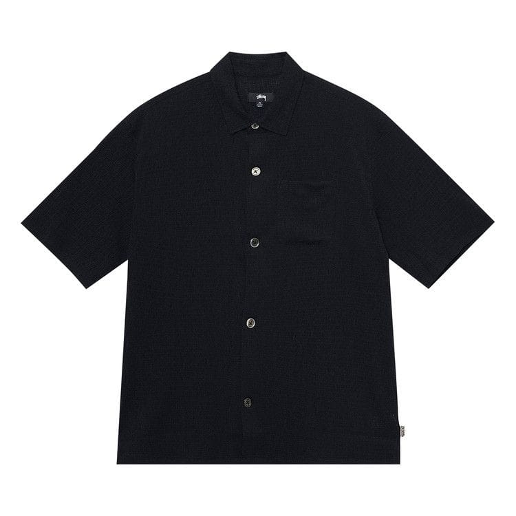Stussy Boxy Flat Hem Crinkled Shirt Black