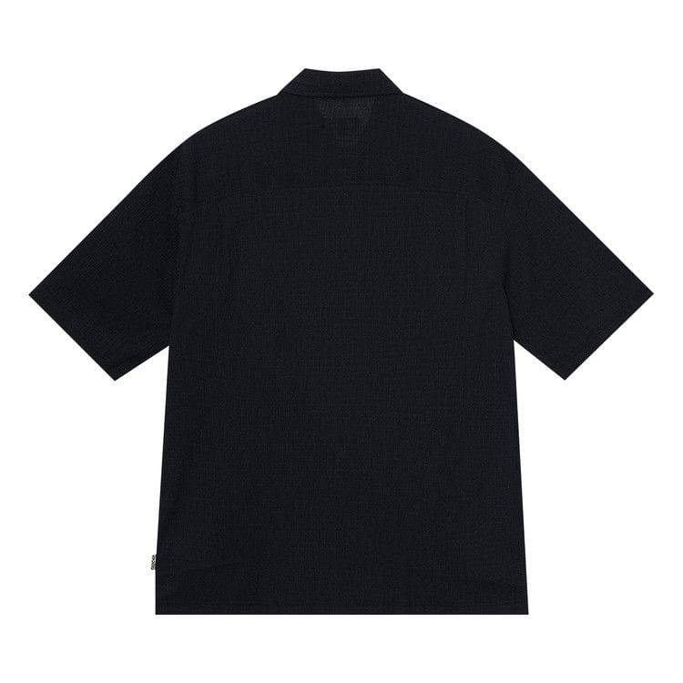 Stussy Boxy Flat Hem Crinkled Shirt Black