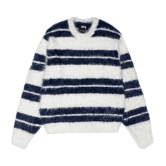 Stussy Hairy Stripe Crew Sweater Ivory/Navy