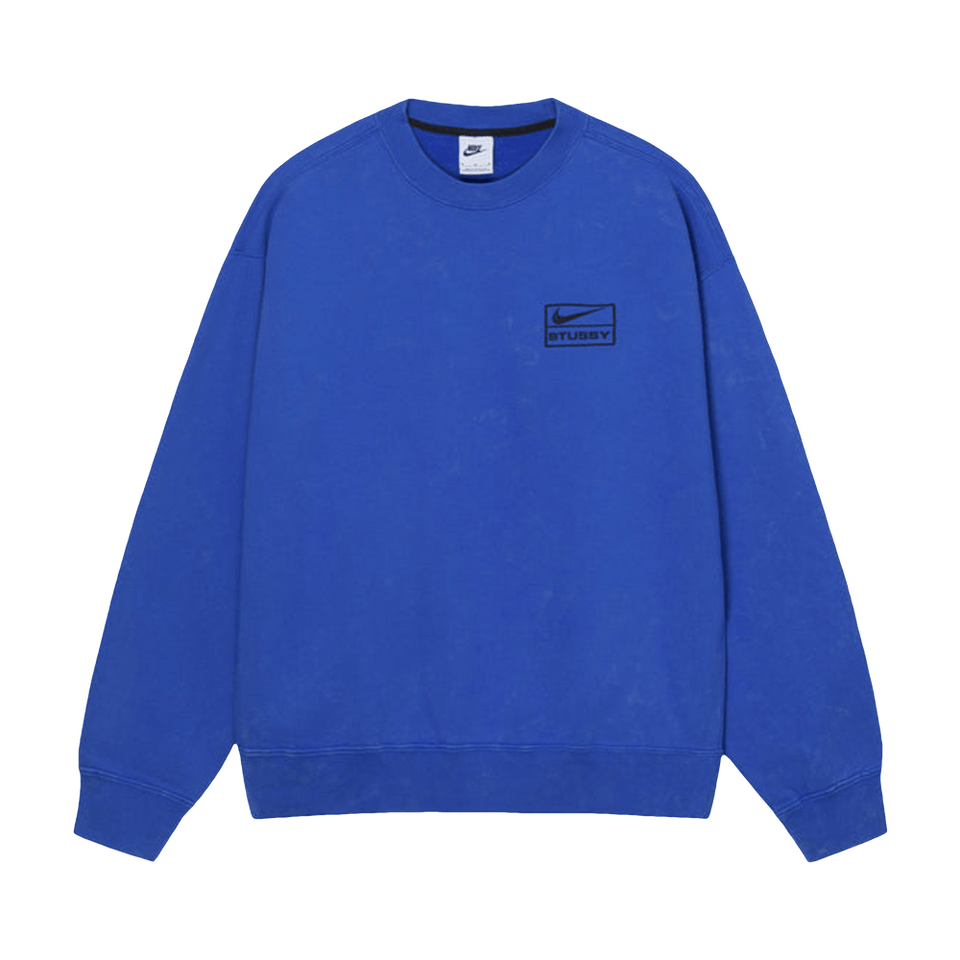 Stussy x Nike Acid Wash Fleece Crew Blue