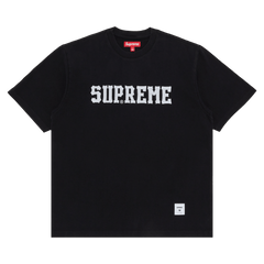 Supreme Twill Appliqué Shorts-Sleeve Top Black