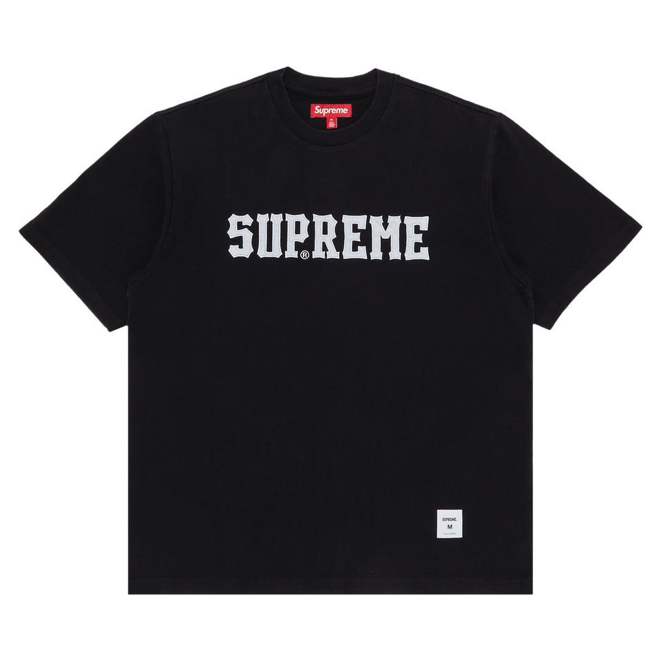 Supreme Twill Appliqué Shorts-Sleeve Top Black