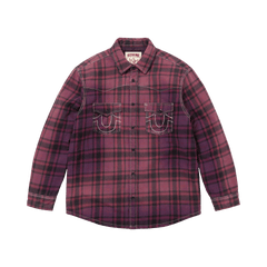 Supreme x True Religion Quilted Lined Plaid Flannel Shirt Purple