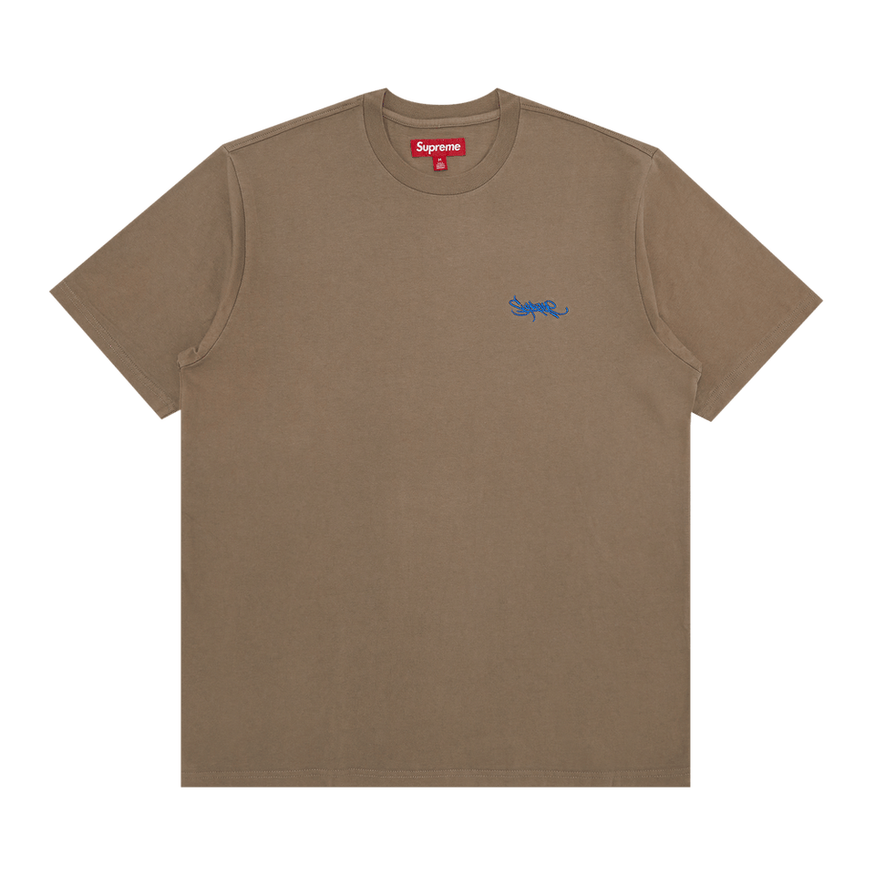 Supreme Washed Tag Shorts-Sleeve Top Dark Tan
