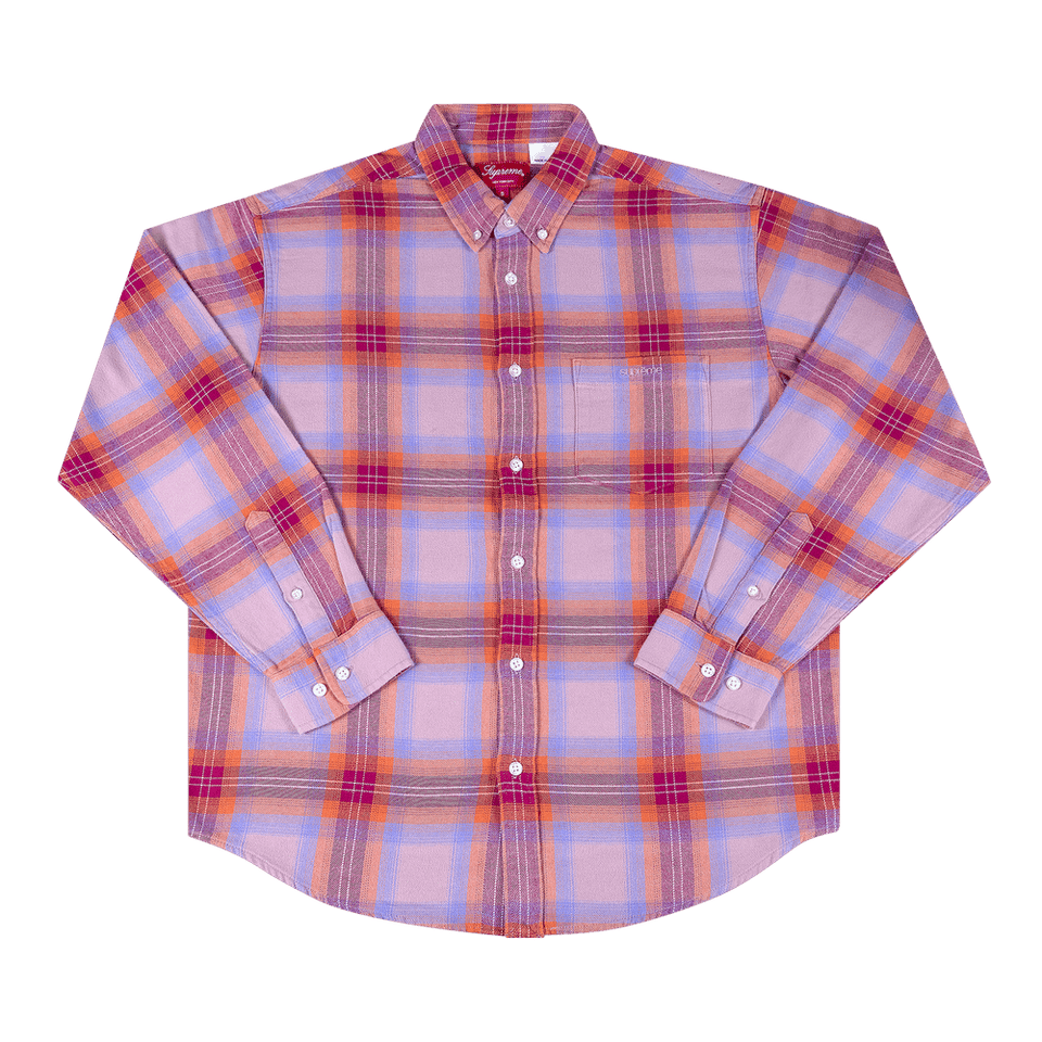 Supreme Brushed Plaid Flannel Shirt Pink