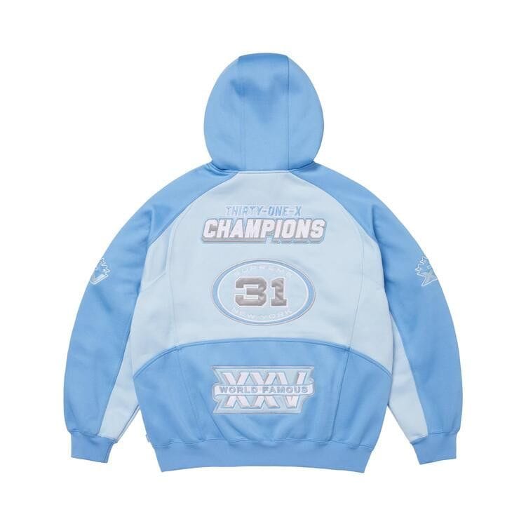 Supreme Football Zip Up Hoodie Light Blue