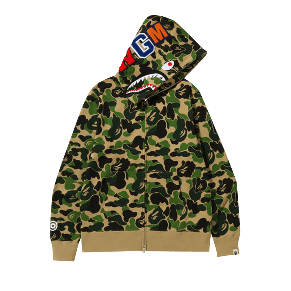 BAPE Big ABC Camo Shark Full Zip Hoodie Green