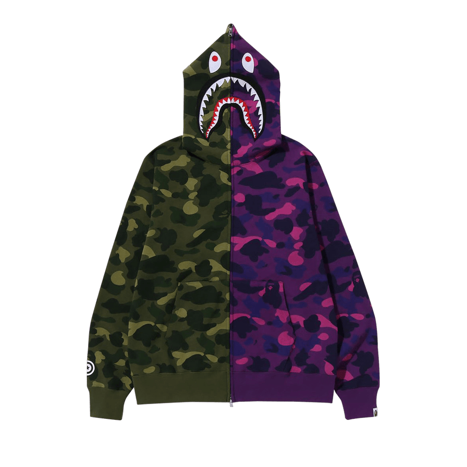 BAPE Color Camo Shark Full Zip Hoodie Green/Purple