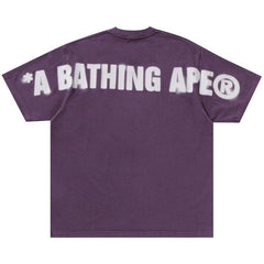 BAPE Spray Ape Head Garment Dyed Relaxed Fit T-Shirt Purple