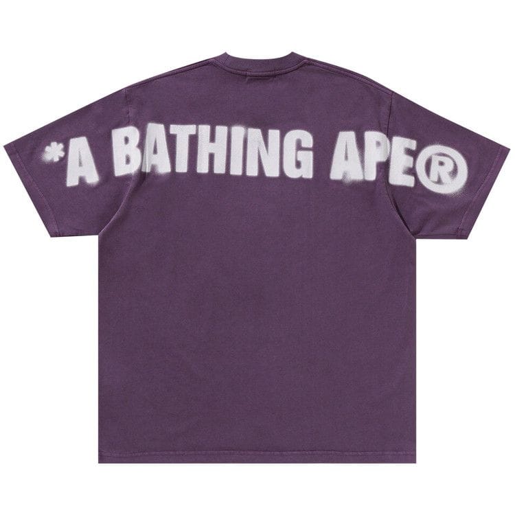 BAPE Spray Ape Head Garment Dyed Relaxed Fit T-Shirt Purple