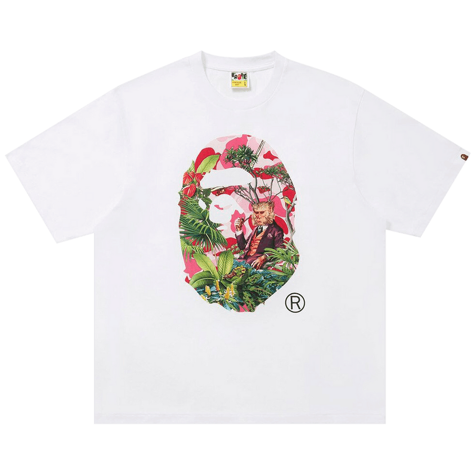 BAPE x Monkey 47 Ape Head T-Shirt White/Pink