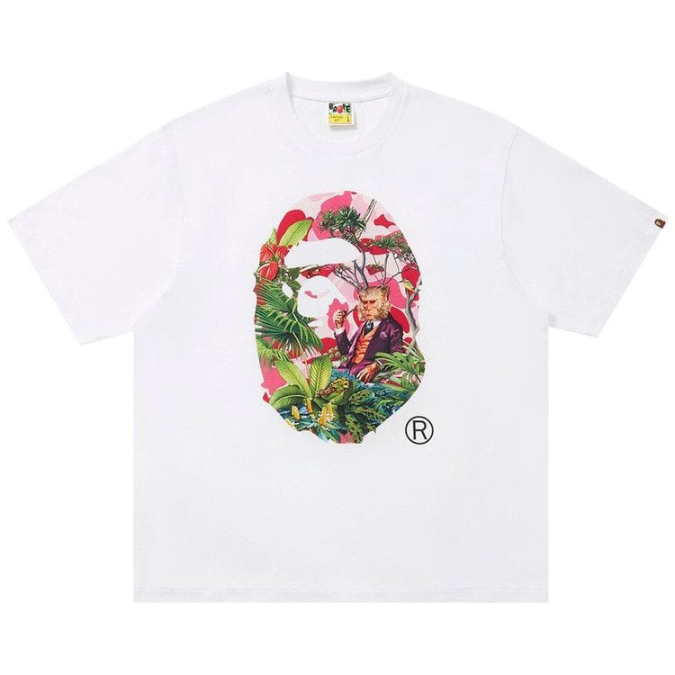 BAPE x Monkey 47 Ape Head T-Shirt White/Pink