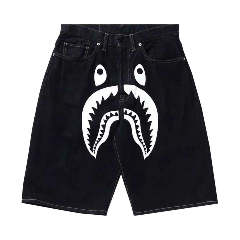 BAPE Shark Denim Shorts Navy/White