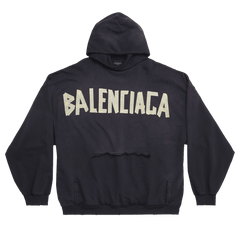 Balenciaga Ripped Pocket Hoodie Washed Black