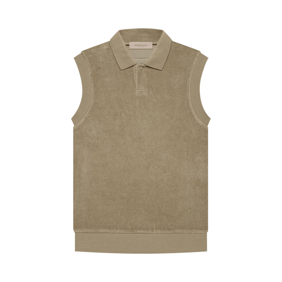 Fear of God Essentials Velour Sleeveless Polo Oak