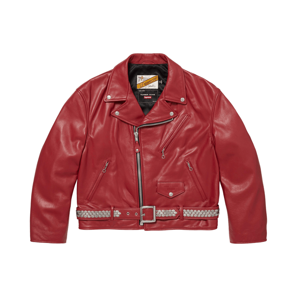 Supreme x Number (N)Ine x Schott Perfecto Leather Jacket Red