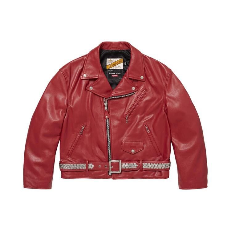 Supreme x Number (N)Ine x Schott Perfecto Leather Jacket Red