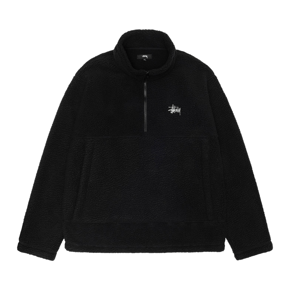 Stussy Polar Fleece Half Zip Mock Neck Black