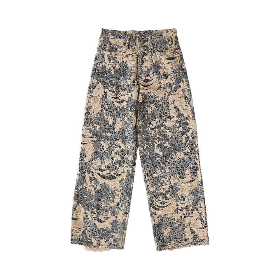 Acne Studios 1981 Fit Denim Distressed Monogram Jeans Mid Blue