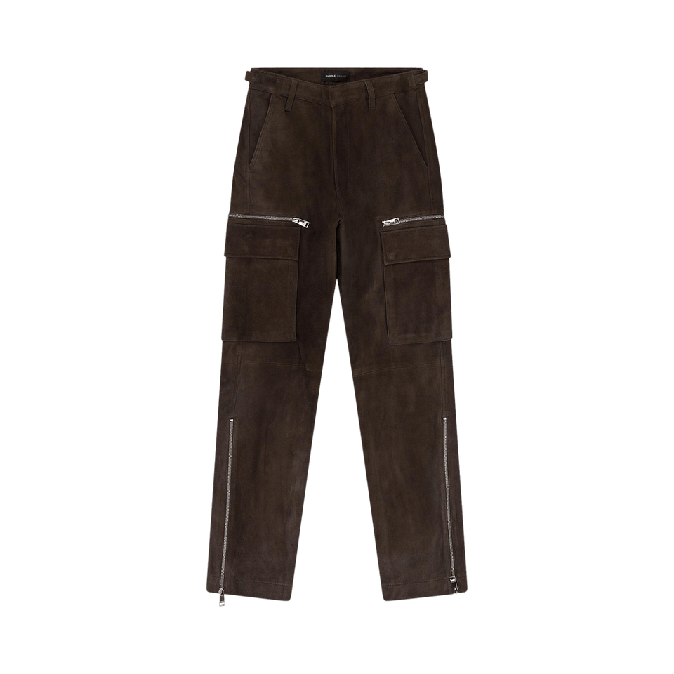 PURPLE BRAND Suede Zip Cargo Pant Brown