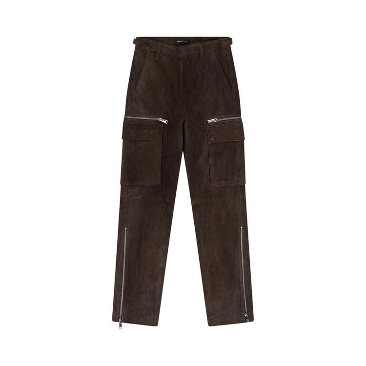 PURPLE BRAND Suede Zip Cargo Pant Brown