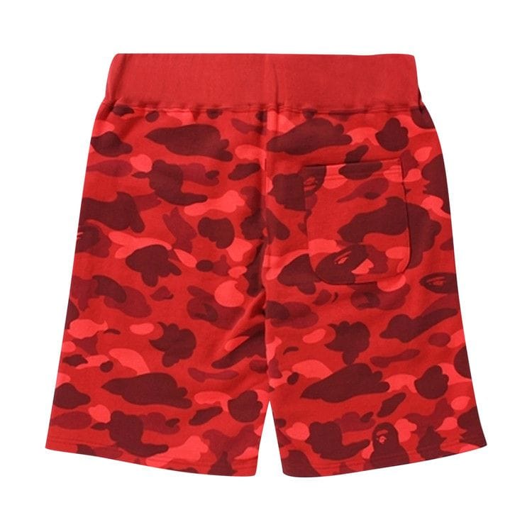 BAPE Camo Shark Sweat Shorts Red