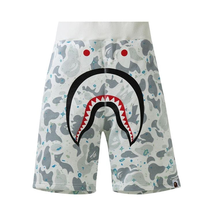 BAPE Space Camo Shark Sweat Shorts White