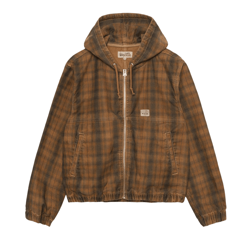 Stussy Unlined Plaid Zip Hoodie Brown