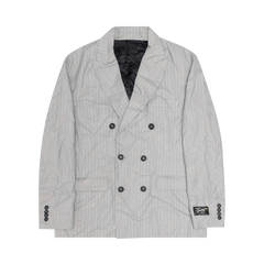Stussy Wrinkled Stripe Double-Breasted Blazer Grey