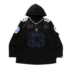 Bape Multi Logo Layered Sleeves Relaxed Fit Football Jersey Black