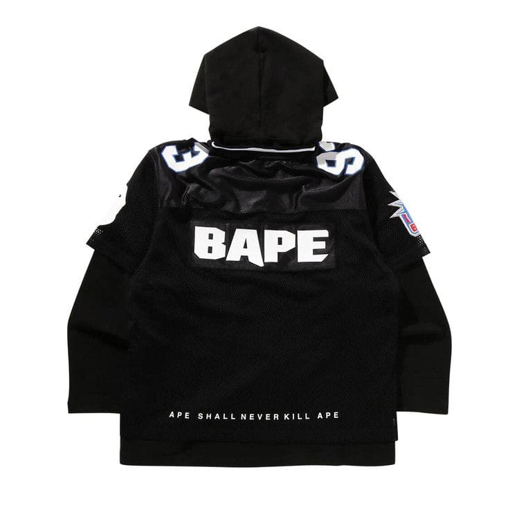 Bape Multi Logo Layered Sleeves Relaxed Fit Football Jersey Black