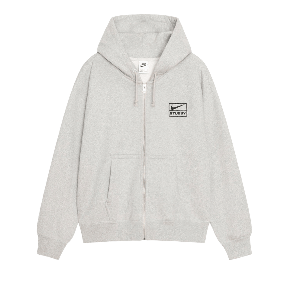 Stussy x Nike Fleece Zip Hoodie Grey Heather