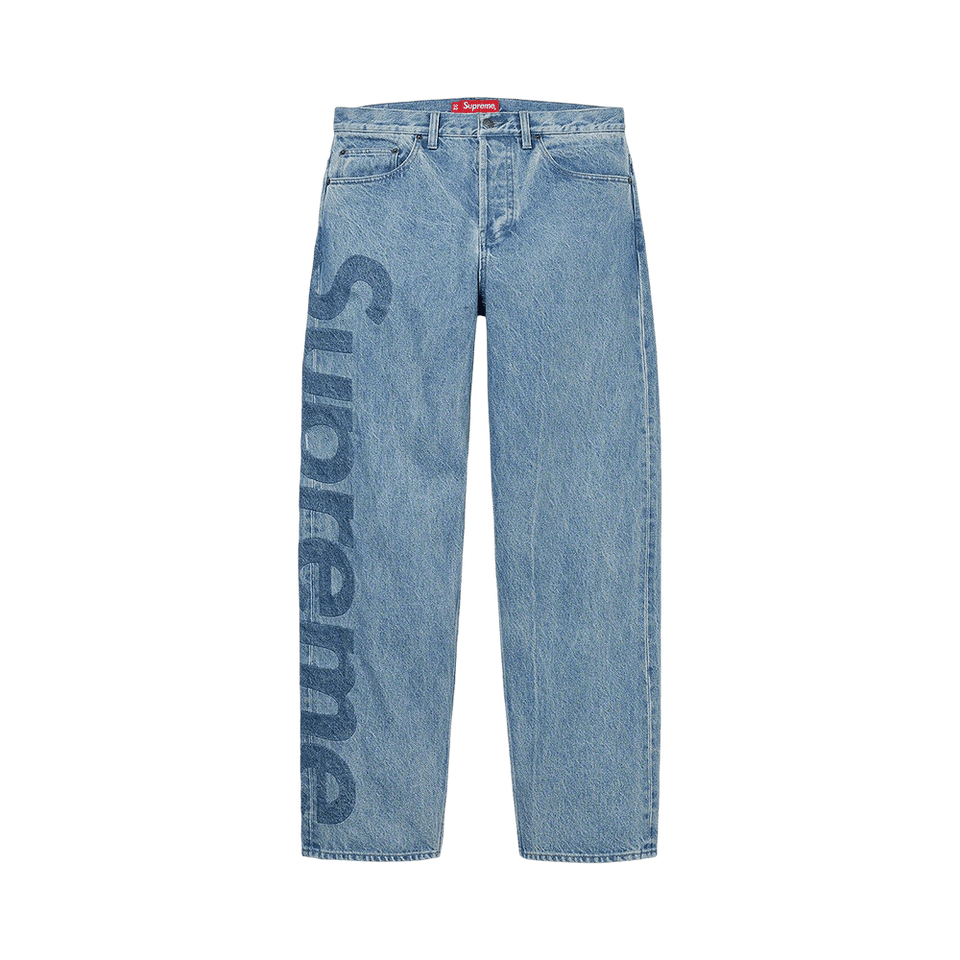 Supreme Inset Logo Jean Washed Blue