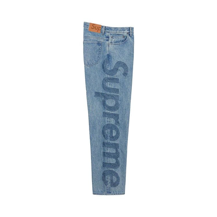 Supreme Inset Logo Jean Washed Blue