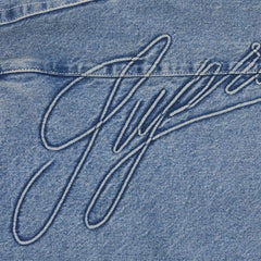 Supreme Script Baggy Denim Shorts Washed Indigo