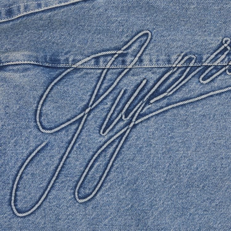 Supreme Script Baggy Denim Shorts Washed Indigo